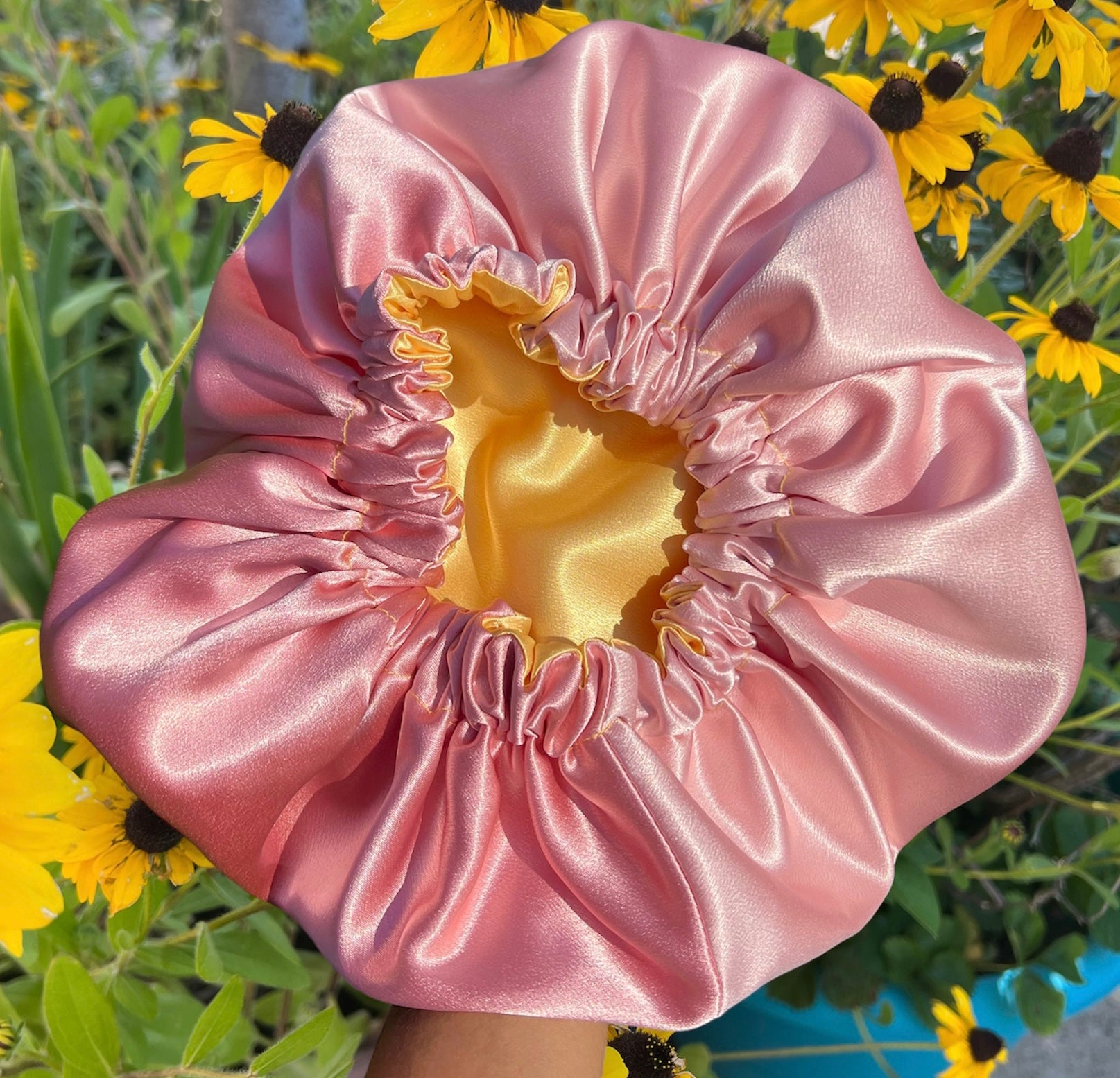 Split Shaded Pink/Yellow "Princess Charlotte" Inspired Bonnet