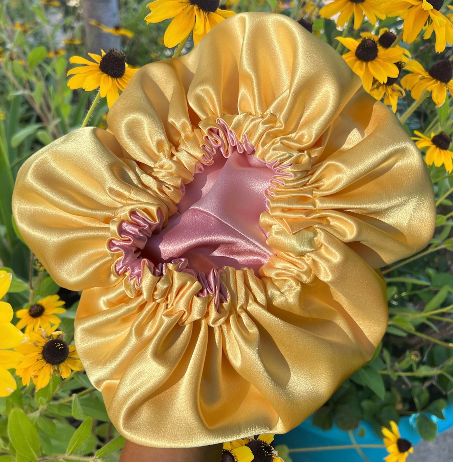 Split Shaded Pink/Yellow "Princess Charlotte" Inspired Bonnet